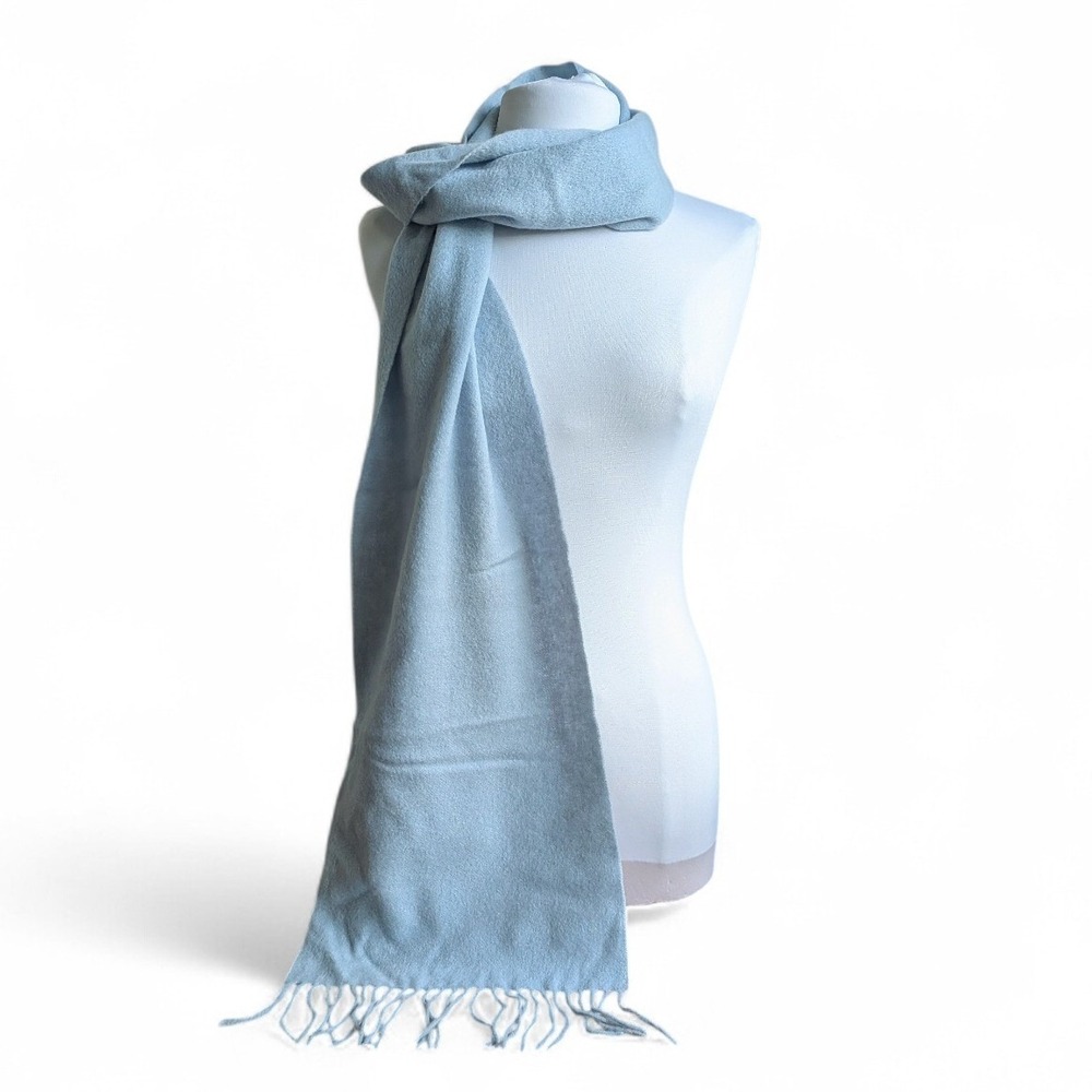 Saks Fifth Avenue Cashmere Tassled Scarf Powder Blue